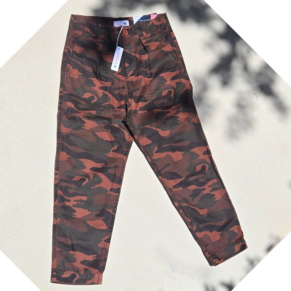 2020s Sundry Camo Pocket Pant Brick $188.00 Retail Heart Size‎ 25 NWT Women's